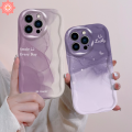 Purple Ribbon Lucky Smiley Face Case For Realme 11 C53 C35 C12 C15 C25 C17 8i 6i 5 9i 5i 7 5s C17 C11 C55 C51 C25s C31 C30 C21 C25Y C20 C21Y C33 C3 3D Wavy Curved Edge Cover.