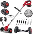 48V Rechargeable Electric Grass Cutter with Wheels – Double Battery Folding Lawn Mower Machine for Small Gardens, Walk-Behind Design.