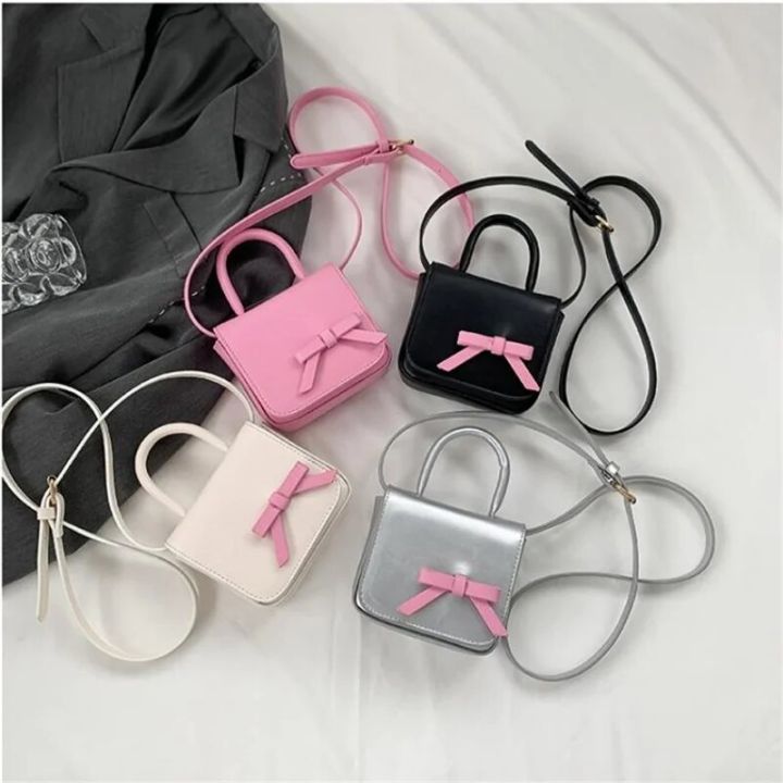 Children's Bag New Creative Bow Colored Mini Square Bag Sweet Girl Crossbody Bag Mouth Red Bag Girl side bags for girls