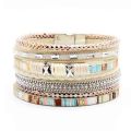 Boho Ethnic Style Magnetic Buckle Clasp Handmade Braided PU Leather Wrap Bracelet Jewelry For Women.