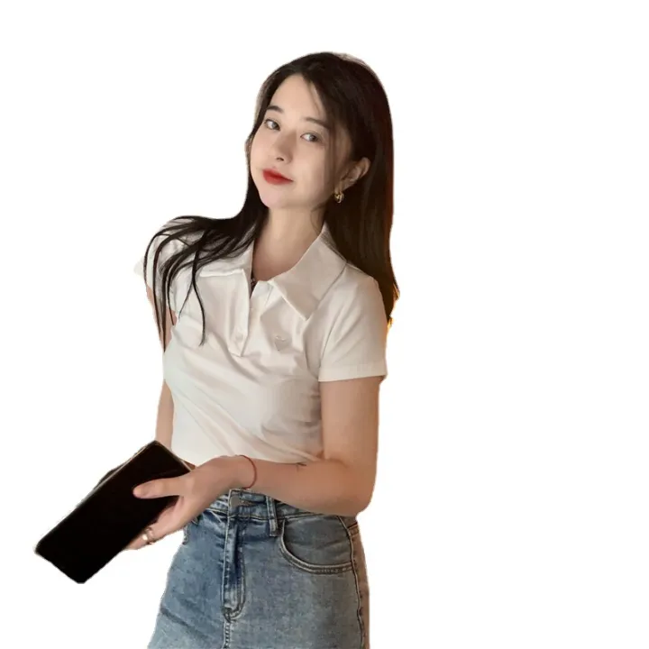 6535%20Cotton%20Summer%20Korean%20Style%202022%20New%20Slim%20Fit%20Slimming%20Embroidered%20POLO%20Collar%20Hot%20Girl%20Style%20Short%20Sleeve%20T%20Women's%20T-shirt%20-%20Image%205