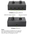4 Way 3.5mm 4 in 1 Out Headphone Amplifier Audio Switcher Splitter Stereo Bi-Directional Audio Switch Splitter Box. 