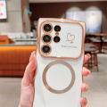 HOCE Luxury Wavy Pattern Cute Love Heart Magsafe Case For Samsung S24 S23 S22 Ultra Plus S23 FE Cases Plating Magnetic Shockproof Soft Phone Cover. 