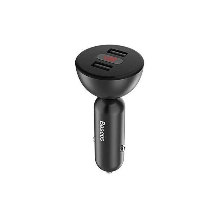 CCALL-YT01 Shake-Head Dual USB Fast Car Charger - Black