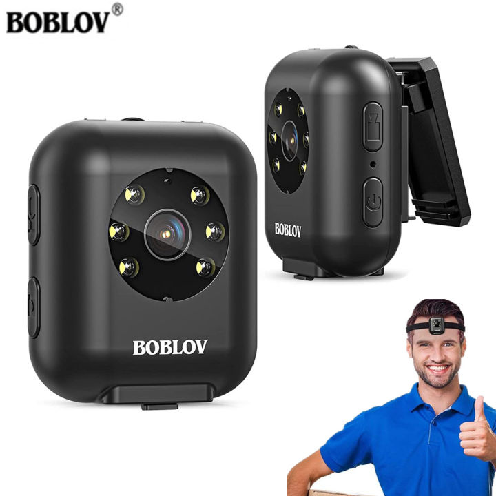 BOBLOV W4 Body Worn Camera 64GB 1080P Video Camera 950mAh Battery 5hours Video Mini Sport Camera with Head strap Layard