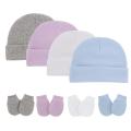 Autumn Winter Newborn 2/3 Pcs Hat Gloves And Socks Set For Baby Boys Baby Girls Cotton Soft Headwear Solid Color Infant Nightcap. 