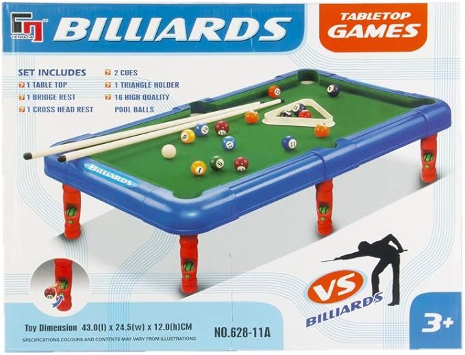 Mini Tabletop Billiards Game Set for Kids - Portable Pool Table with Cues, Balls, and Accessories, Perfect Indoor Toy for 3+ Year Olds