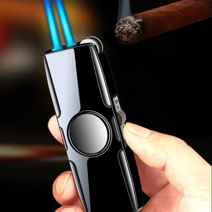 Fidget Spinner Cool Lighter Windproof Blue Flame Nozzles Turbo Torch Jet Lighter Gas Butane Cigar Cigarate Lighter
