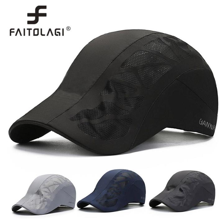 Men Summer Sun Hat Mesh Quick Dry Casquette Men Outdoor Sports Sun Visors Fashion Casual Baseball Hats Solid Color Peaked Cap