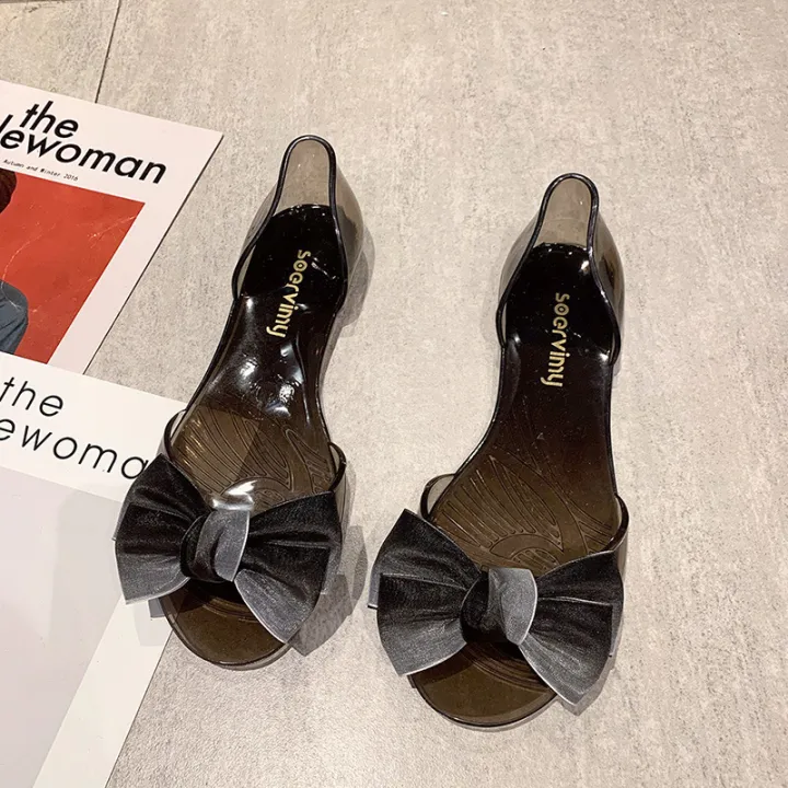 Bow%20Sandals%20Women's%20Clear%20Korean%20Version%20Flat%20Fish%20Mouth%20Beach%20Shoes%20Casual%20Vacation%20Bow%20Plastic%20Jelly%20Shoes%20-%20Image%206