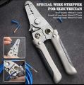 Wire Stripper And Crimping Tool for Electrician, Multifunction Stainless Steel Wire Puller Plier, 6 In 1 Cable Looping, Splitting, Cutting Pliers Electrical Stripping Tool. 