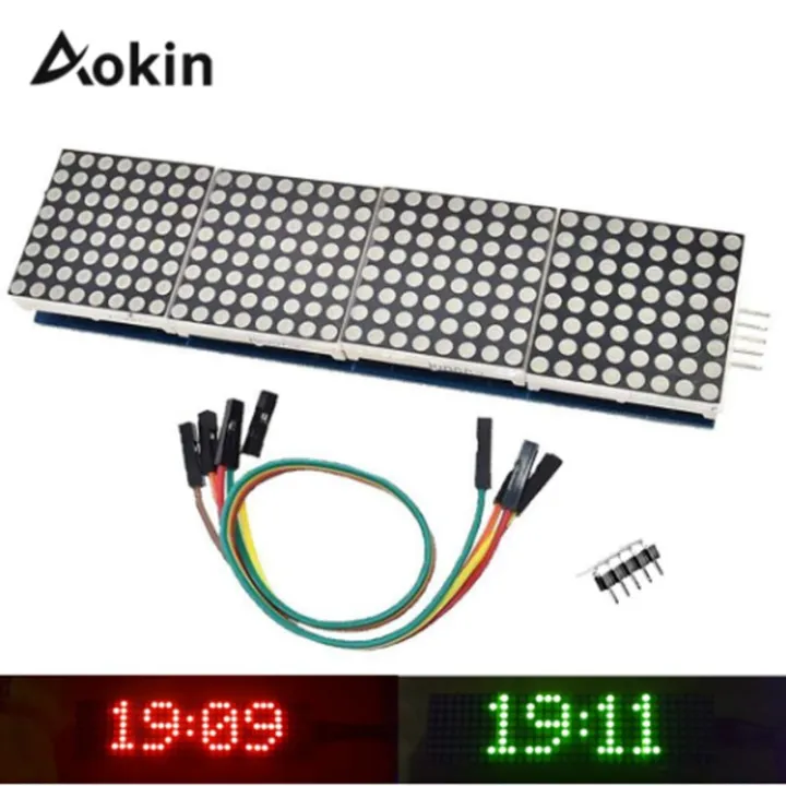 MAX7219%20MAX-7219%207219%20RED%20Dot%20Matrix%20Module%204%20In%201%208x8%20Dot%20Microcontroller%20Line%20Display%20With%205%20Pin%20Cables%20For%20Interfacing%20Arduino%20Electronics%20Circuitry%20&%20Parts%20-%20Image%206