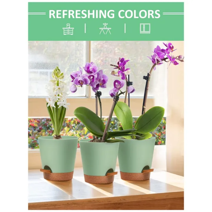 3Pack%206.5Inch%20Self%20Watering%20Pots%20for%20Indoor%20Plants,Flower%20Pots%20Planter%20with%20Drainage%20Holes%20and%20Wick%20Rope%20Durable%20,White%20-%20Image%207