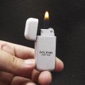 DOLPHIN Gas Lighter Refillable Windproof Jet Butane Gas Metal Body. 