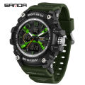 SANDA Three Screen Multifunctional Timing Watch Outdoor Waterproof Night Light Men's Watch SD3366-3. 
