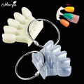 Monja 10Pcs Nail Art Natural Clear False Nail UV Gel Painting Practice Board Crown Color Display Plate Manicure Tool. 