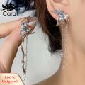 Carat Women Drop Earrings Chic Butterfly Tassel Earrings with Faux Pearls Rhinestones Trendy Asymmetric Design for Women Perfect for Fashionistas Rhinestones Inlaid Earrings. 