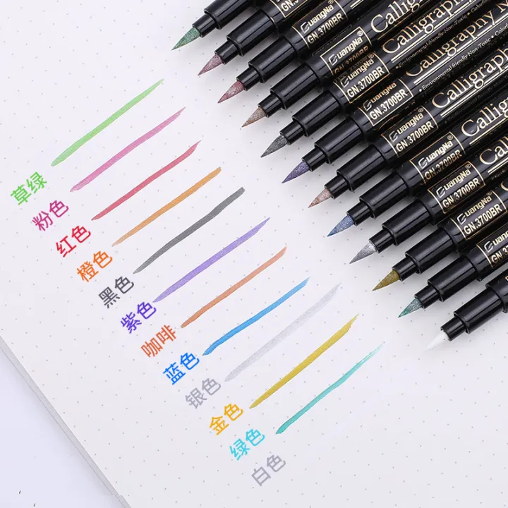 Guangna%203700%20Metal%20Paint%20Pen%20Marker%20Ceramic%20Album%20DIY%20Graffiti%20Drawing%20Pen%20Soft%20Tip%20Calligraphy%20Pen%20Set%20-%20Image%203