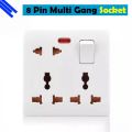 Multi Function Universal Wall Gang Socket - 8 Pin Gang Universal Socket. 