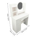 Dressing Table 2 Drawers White Vanity Desk Strong Multifunction Multiple Shelves Modern with Mirror and Lights for Bedroom. 