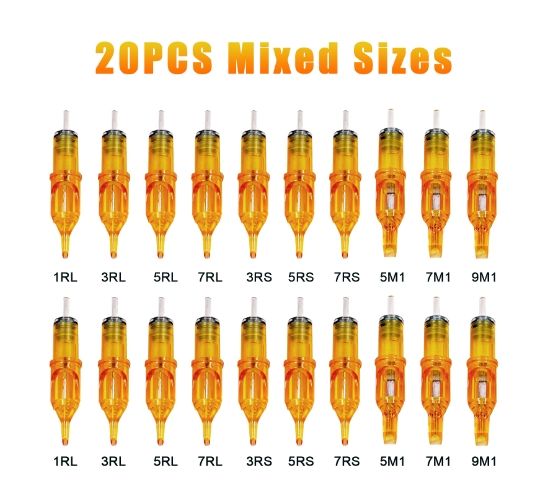 New 20PC Dipoable Tattoo Cartridge Needle Tattoo Makeup 3RL/5RL/7RL/9RL/5M1/7M1/9M1/5R/7R/9R for Microblading Tattoo Machine