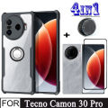 Tecno Camon 30 Pro Shockproof Phone Case for Tecno Camon 30 4G 5G 4 in 1 Privacy Ceramic Full Matte Screen Protector and Mobile phone holder. 
