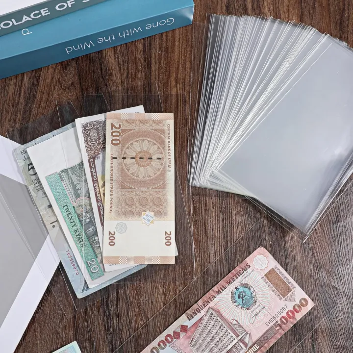 100 PCS Currency Sleeves Clear Paper Money Holders Dollar Bill Holder ...