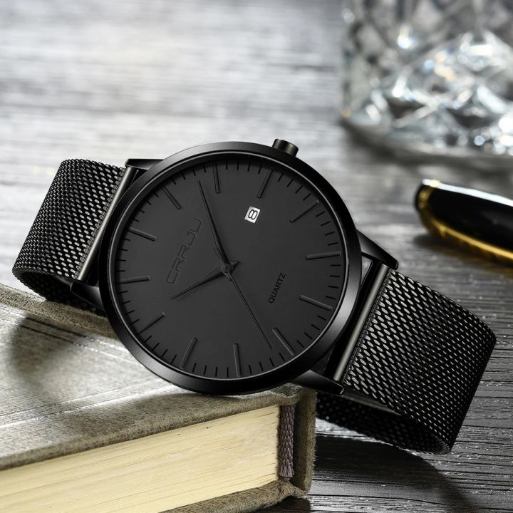 CRRJU%20Fashion%20Mens%20Watches%20Ultra%20Thin%20Quartz%20Watch%20Men%20Casual%20Slim%20Mesh%20Steel%20Waterproof%20Sport%20Watch%20Black%20Relogio%20Masculino%20-%20Image%202