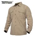 TACVASEN Men's Tactical Shirts Summer Lightweight Quick Drying Shirts Hiking Nylon Shirts Long Sleeve Outdoor Work Cargo Shirts. 