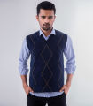 Navy Blue Sleeveless Sweater for Men. 