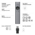 Logitech Spotlight Wireless Presentation Remote, 2.4 GHz and Bluetooth, USB-Receiver, Digital Laser Pointer, 30-Meter Operating Range, Dual Connectivity, Timer, PC/Mac/Android/iOS - Slate. 