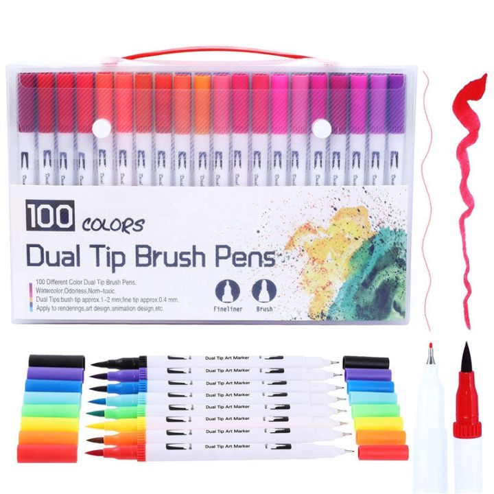 100%20Color%20Dual%20Tip%20Brush%20Pens%20Art%20Markers%20Set%20-%20Image%203