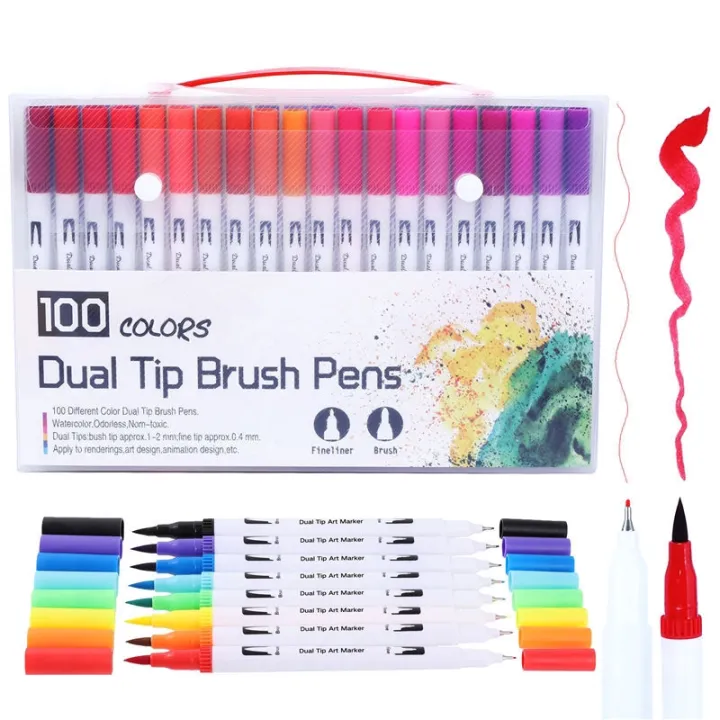 100%20Color%20Dual%20Tip%20Brush%20Pens%20Art%20Markers%20Set%20-%20Image%203