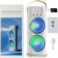 Rechargeable Remote Control Double Head Spray Cooling Fan. 