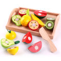 Toddler Simulation Kitchen Pretend Toy Wooden Play Food Cutting Magnetic Fruit Vegetable Set Montessori Educational Children Kid. 