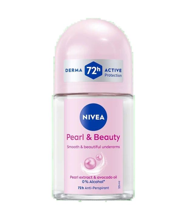 NIVEA Pearl & Beauty Roll-On Deodorant 50ml - Anti-Perspirant with Pearl Extract & Avocado Oil