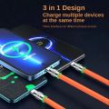 Mocho 3 In 1 120W 6A Super Fast Charging Cable Liquid Silicone Fast Charging Data Cable For Micro USB Type-C Iphone With Indication Light.