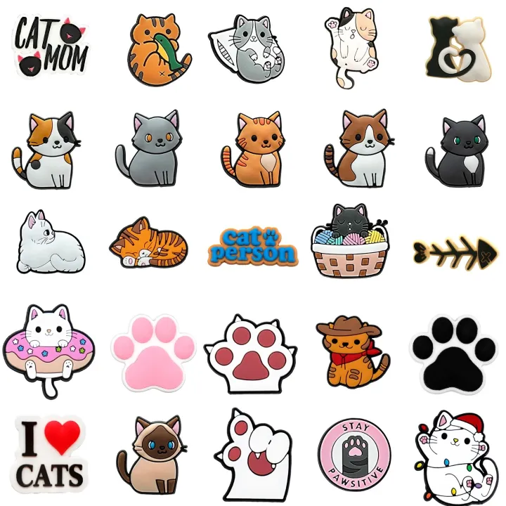 8/17/20/25/28pcs%20Cute%20Cats%20Shoe%20Charms%20for%20Croc%20Black%20Pink%20Paws%20Shoe%20Clips%20Decorations%20Funny%20Cowboy%20Cat%20Croc%20Jeans%20Xmas%20Gift%20-%20Image%206