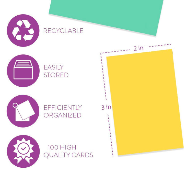 100pcs%20Flash%20Cards/%20Index%20Cards%20(2x3%20inch),%20Color%20memo%20pad%20-%20Image%202