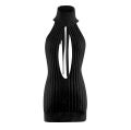Women's Open Chest Nightclub Dresses Backless Provocative Sweatermini Dress Passion Sleeveless Платье Вязанное Женское. 