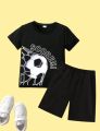 Baby Boy Summer Short Sleeve T-shirt Tee Shorts 2 Pcs Outfits Set used children baby comfortable T-shirt and pant. 