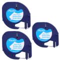 3 Compatible Dymo LetraTag 91201 Black on White (12mm x 4m) Plastic Label Tapes 91331 91221 59422 S0721660. 