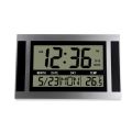 Digital Wall Clock LCD Large Number Time Temperature Calendar Alarm Table Desk Clock Modern Design Office Home Silver. 