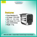 HOCO AC5 2USB + 1 Socket Public Transfer Charger Travel Adapter - Black. 