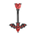 1PCS Red Bat Belly Piercing Jewelry 14G Black Moon Belly Button Ring Rose Flower Navel Ring Barbell Piercing Ombligo For Women.