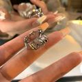 Fashion Y2K Heart Love Rings for Women INS Punk Gothic Open Geometric Finger Rings Wedding Party Trendy Girls Vintage Jewelry.