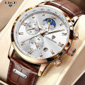LIGE Men Watch Luxury Leather Waterproof Sport Quartz Wristwatch Chronograph Military Watch for Men Relogio Masculino Men‘s Gift 8953.