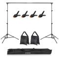 2 * 3 Meters/ 6.6 * 10 Feet Aluminum Alloy Studio Backdrop Stand Bracket Adjustable Photography Background Support System with 2pcs Sandbags + 4pcs Backdrop Clamps + Carry Bag Easy Installation.