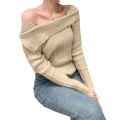 Design Sense Niche Thickened off-Shoulder Bottoming Shirt Women's Autumn and Winter High-Grade off-Shoulder Sweater Inner Sweater Top.