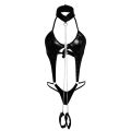 BruberryBe Women Black Patent Leather Bodysuit Lingerie Catsuit Latex Tempting Exciting Ladies Sleepwear.